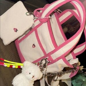 Madden girl Pink Strawberry and Cream Tote Bag with Bear Charm